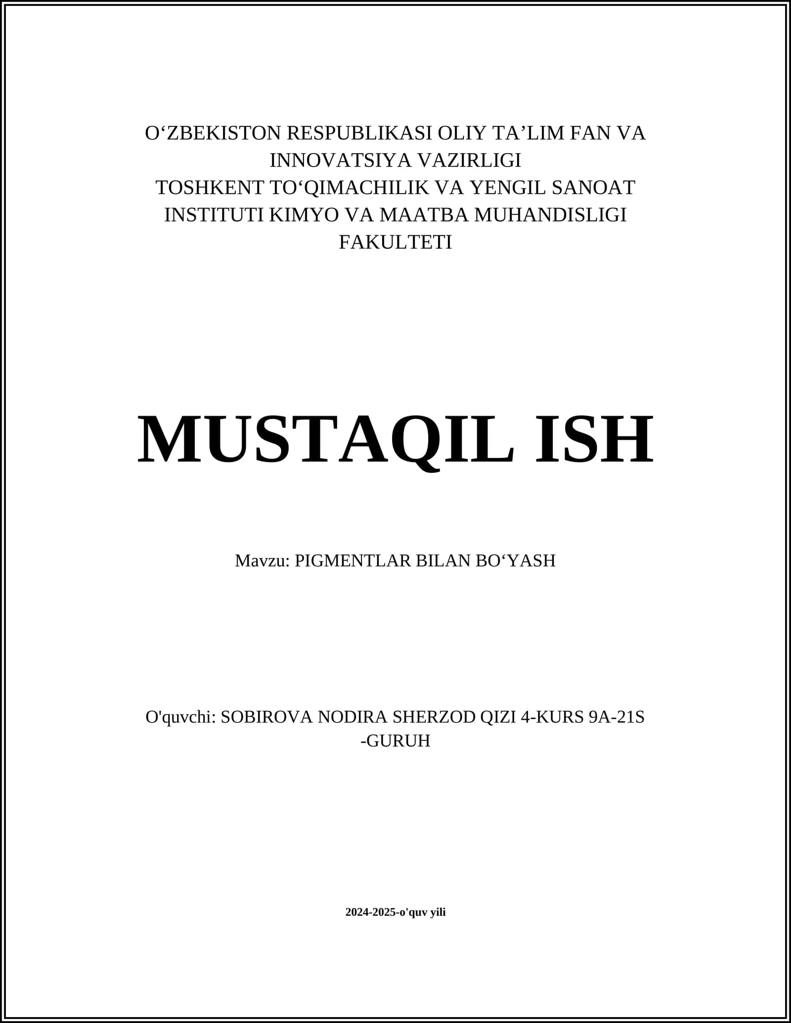 PIGMENTLAR BILAN BOʻYASH