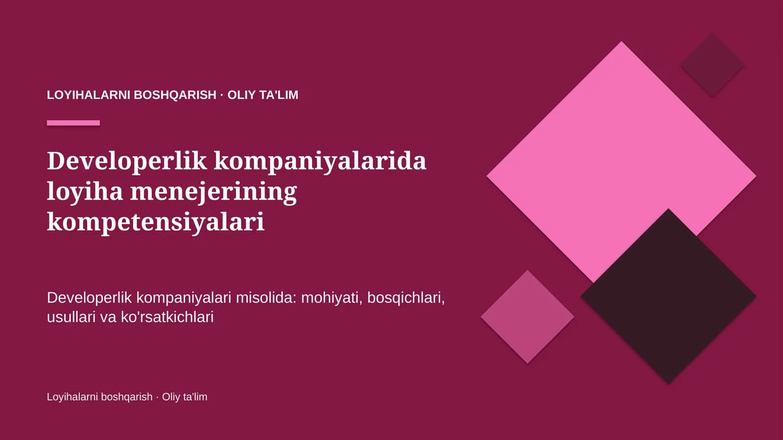 Developerlik kompaniyalarida loyiha menejerining kompetensiyalari