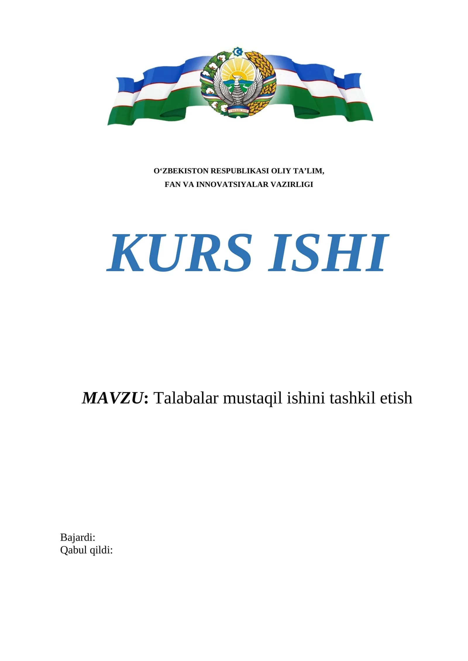 Talabalar mustaqil ishini tashkil etish