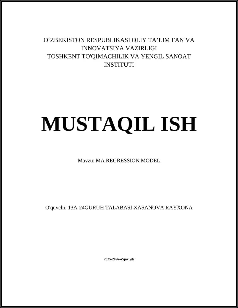 MA REGRESSION MODEL