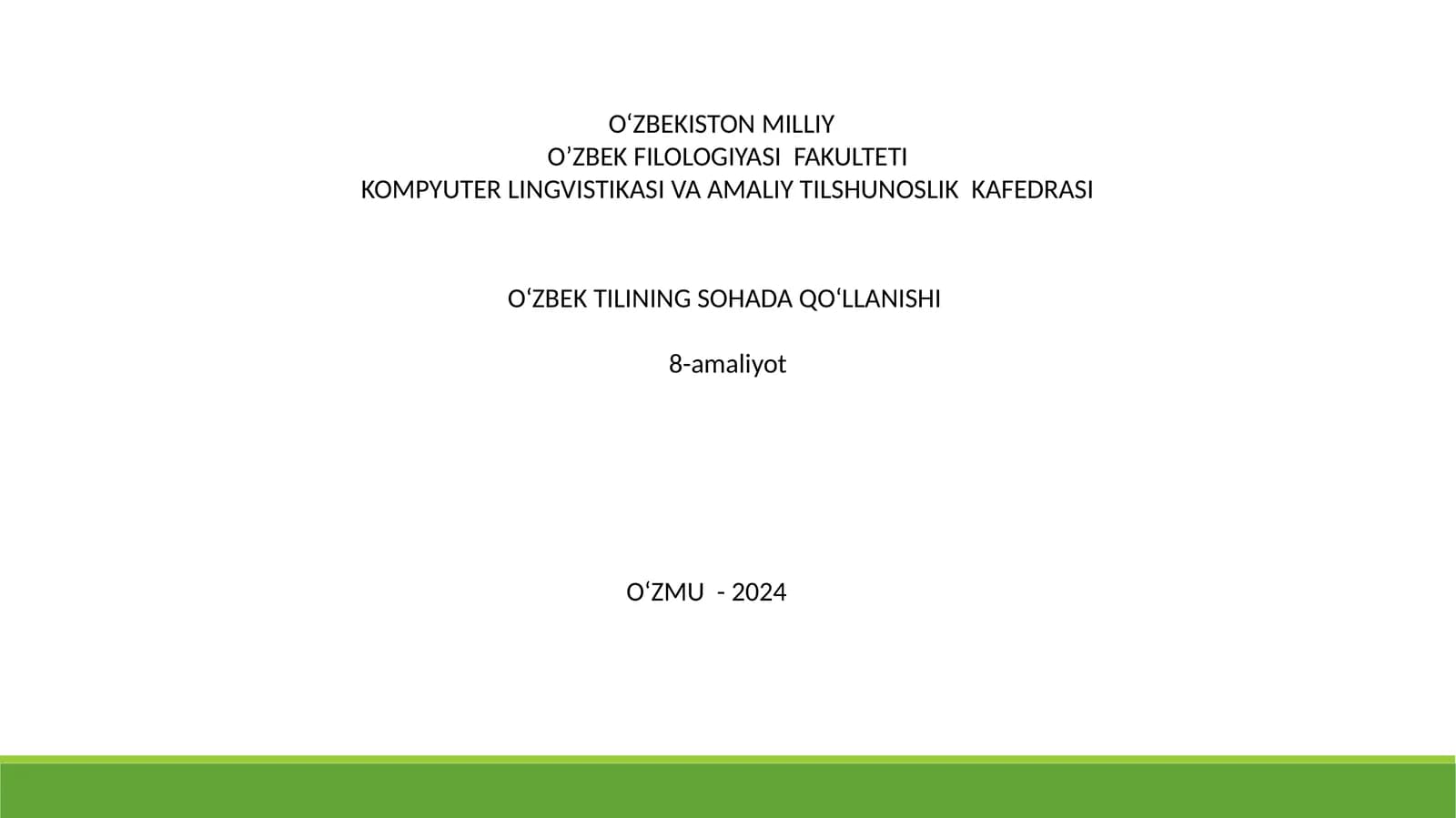 O‘zbek Tilining Sohada Qo‘llanishi