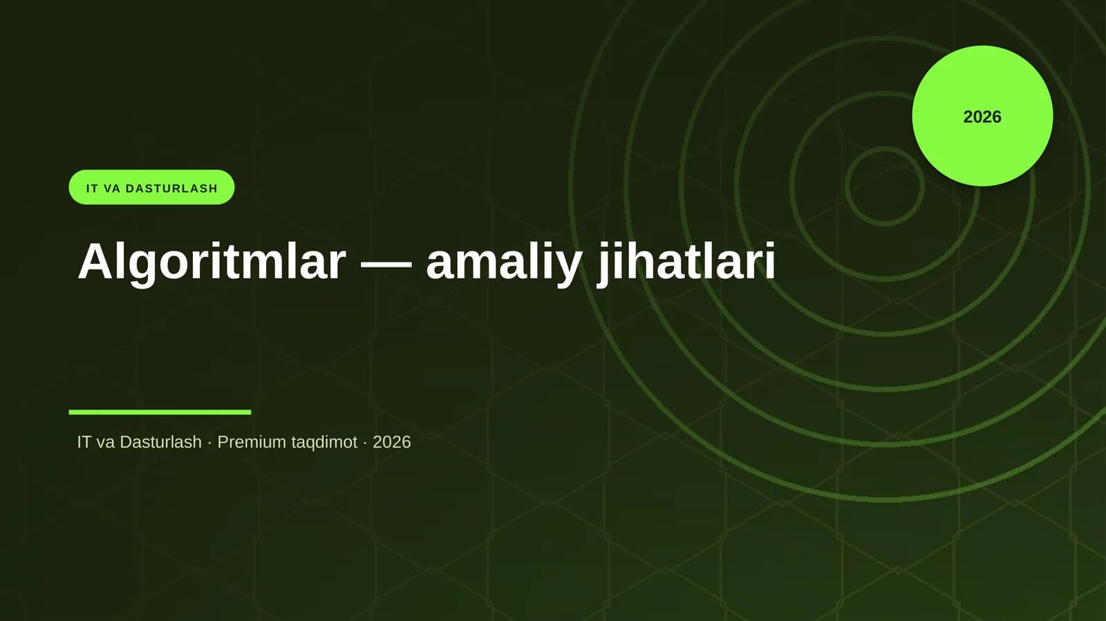 Algoritmlar — amaliy jihatlari