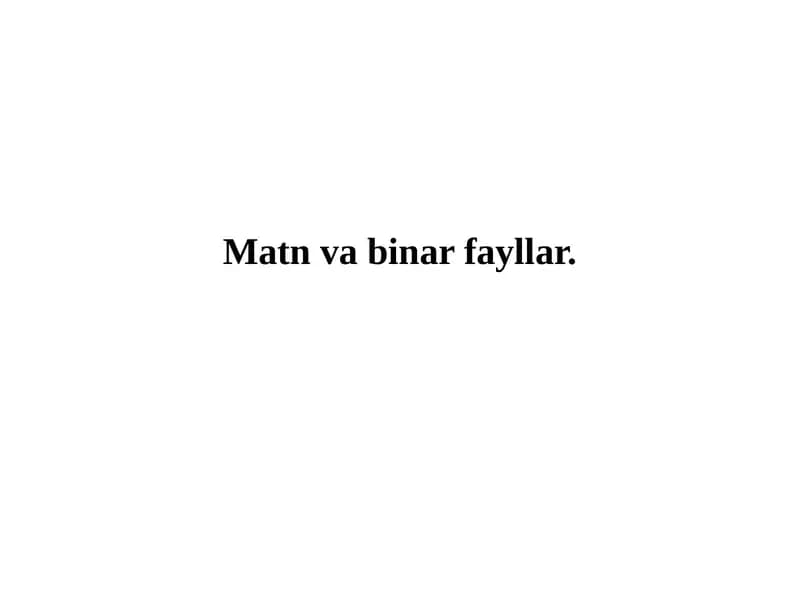 Matn va binar fayllar.