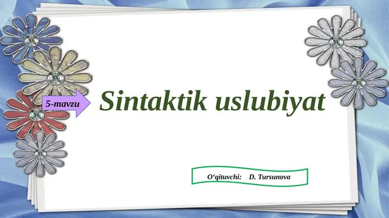Sintaktik uslubiyat