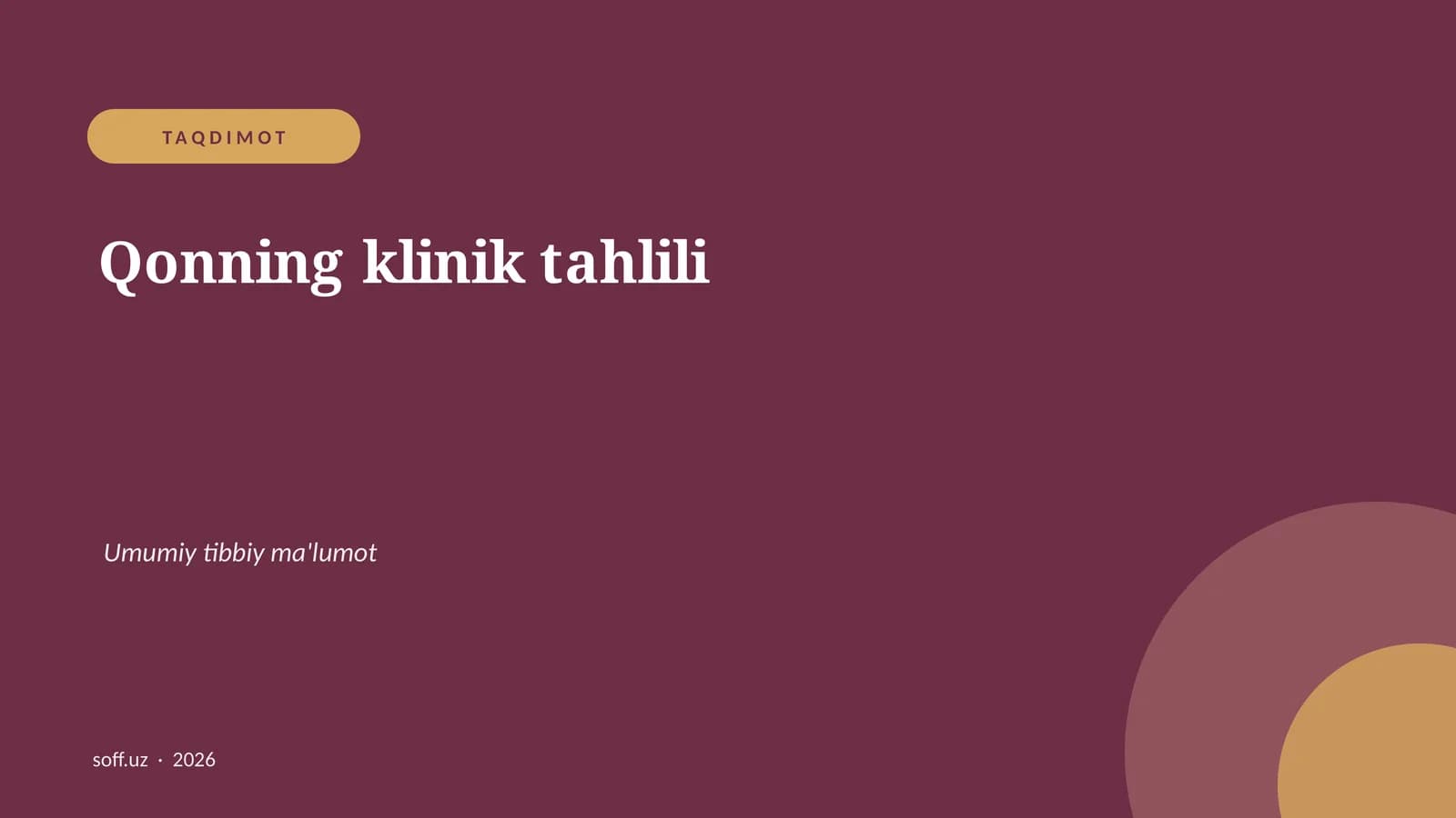 Qonning klinik tahlili