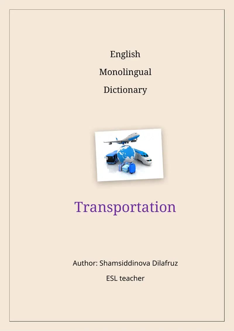 Monolingual Transportation Dictionary