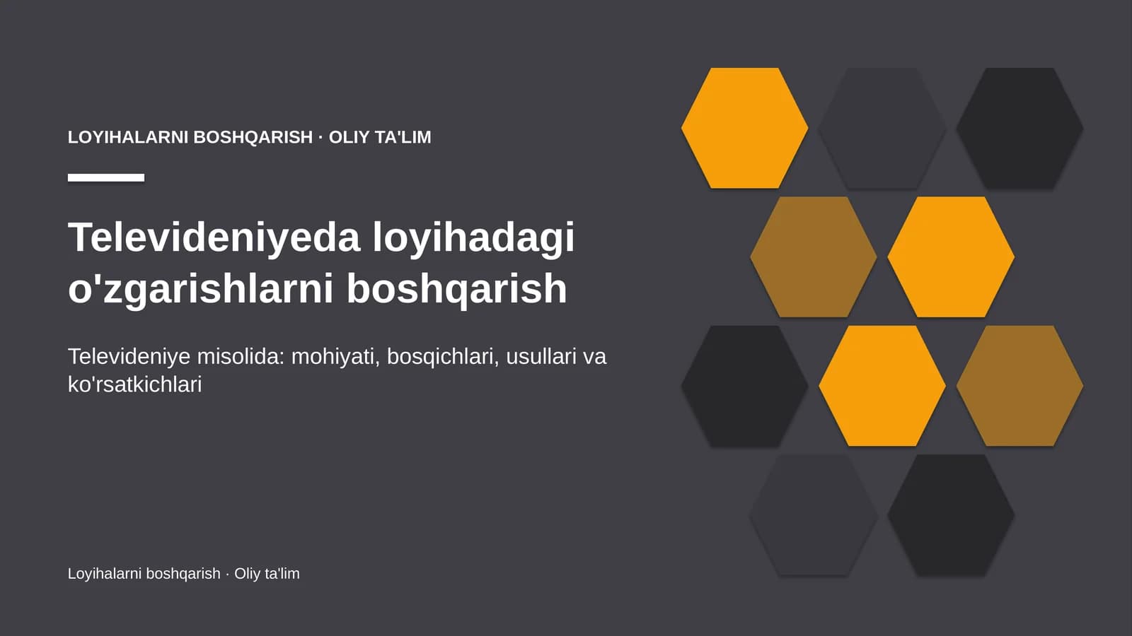 Televideniyeda loyihadagi o'zgarishlarni boshqarish