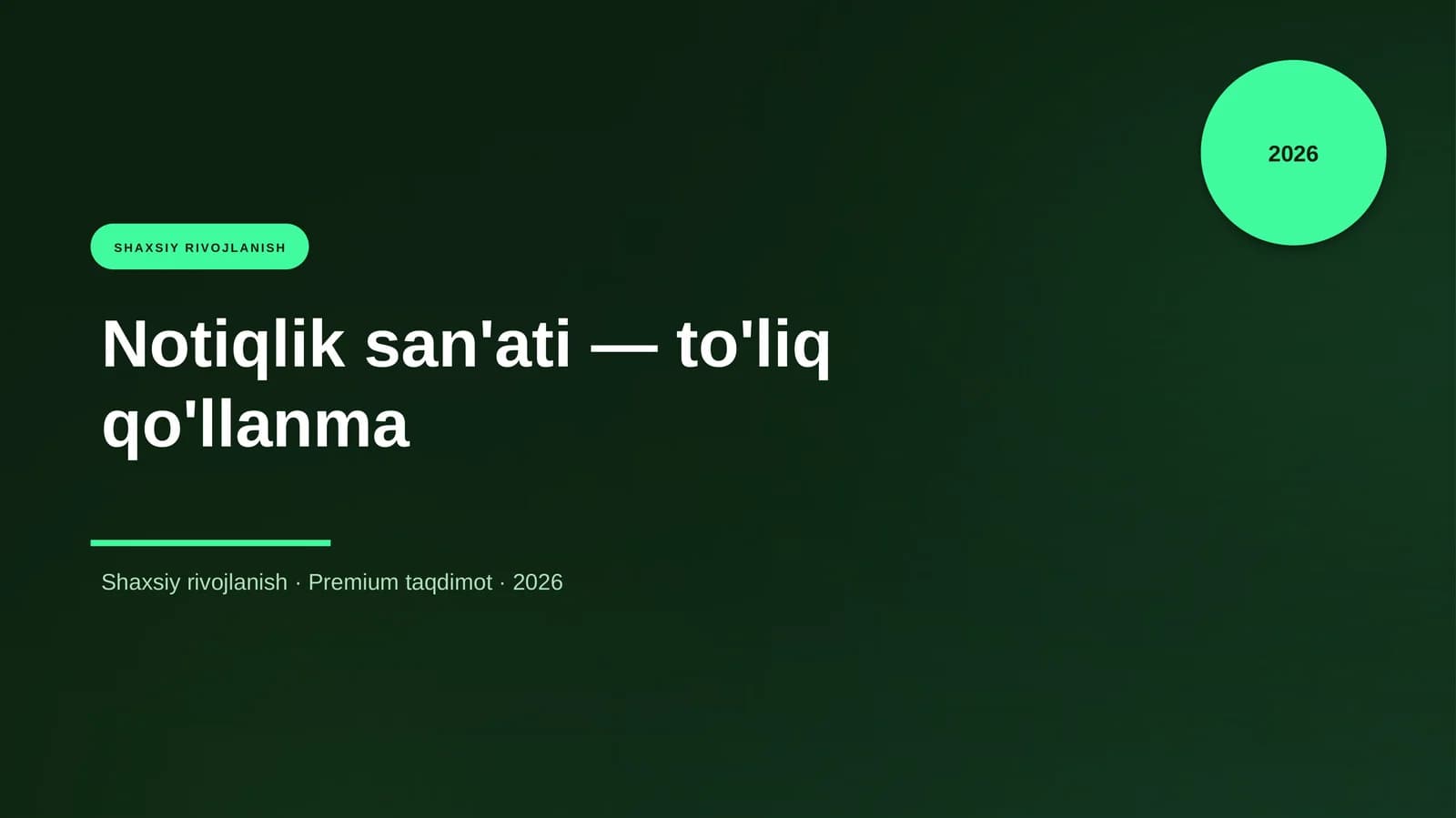 Notiqlik san'ati — to'liq qo'llanma