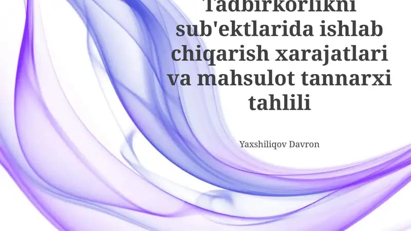 Mahsulot tannarxini aniqlash