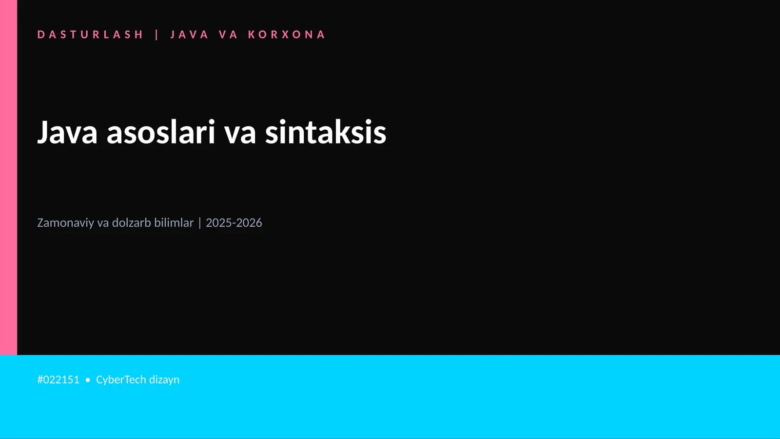 DASTURLASH | JAVA VA KORXONA