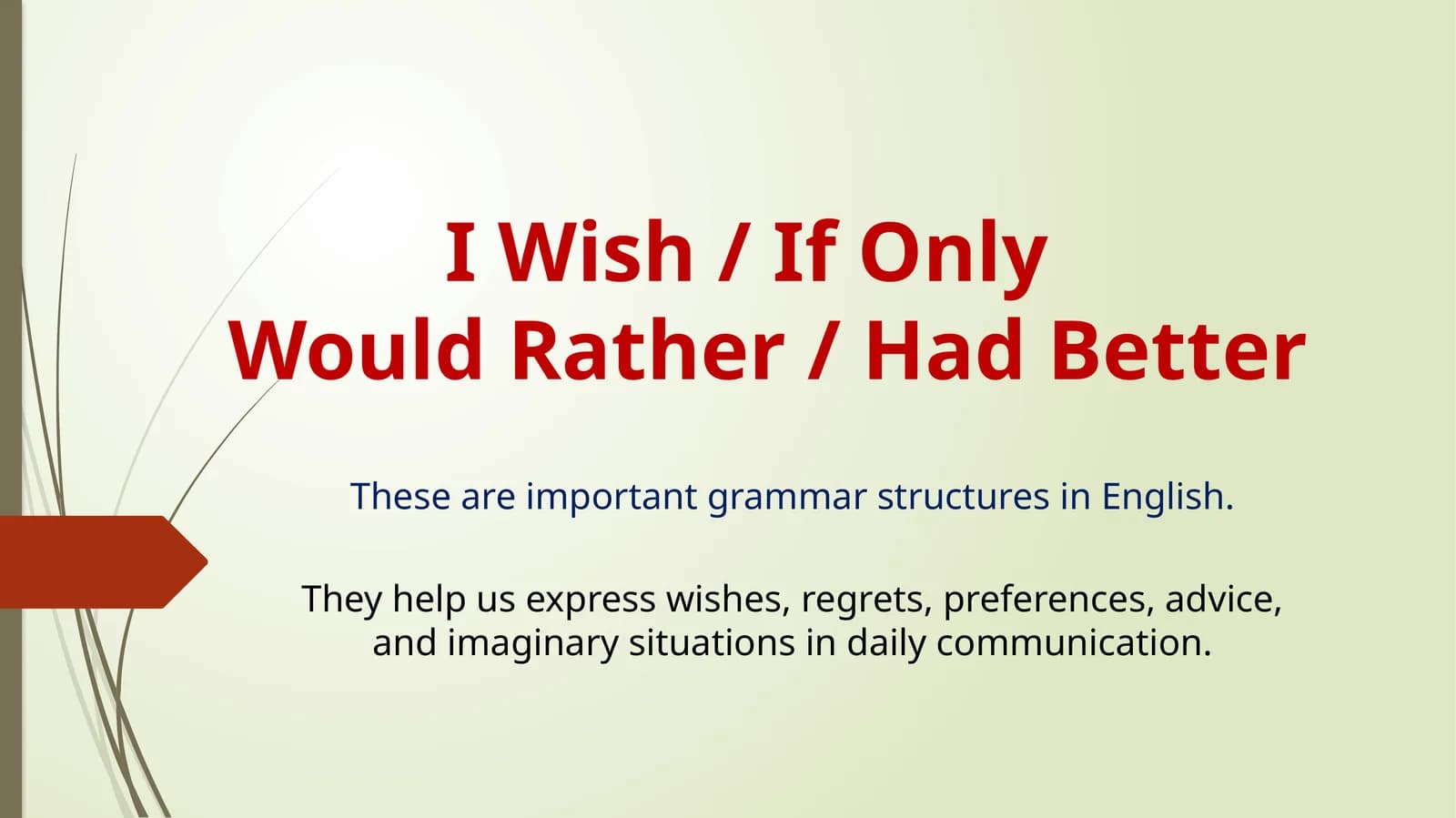 I Wish / If OnlyWould Rather / Had Better