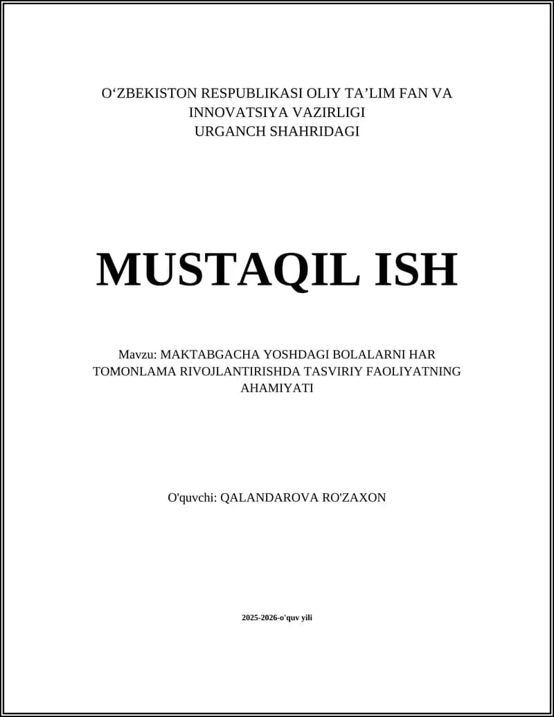 TASVIRIY FAOLIYAT