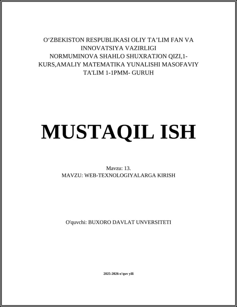 Web va Internet tushunchalari