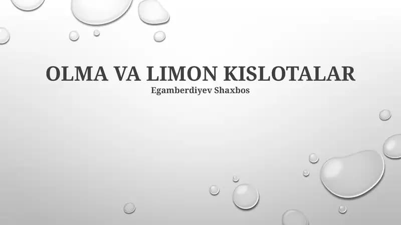 Olma va Limon Kislotalari