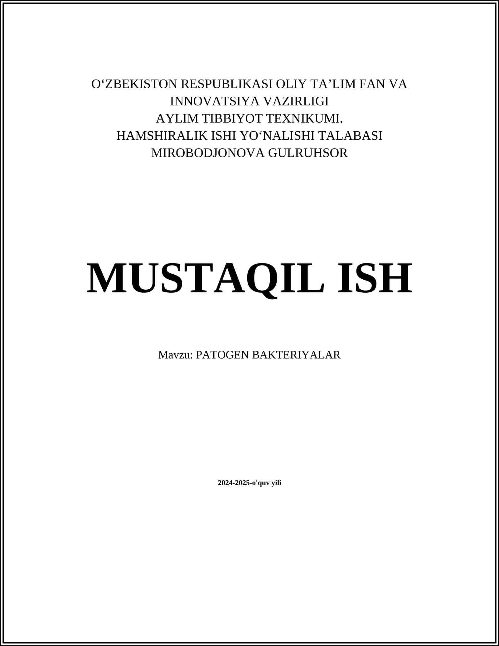 PATOGEN BAKTERIYALAR