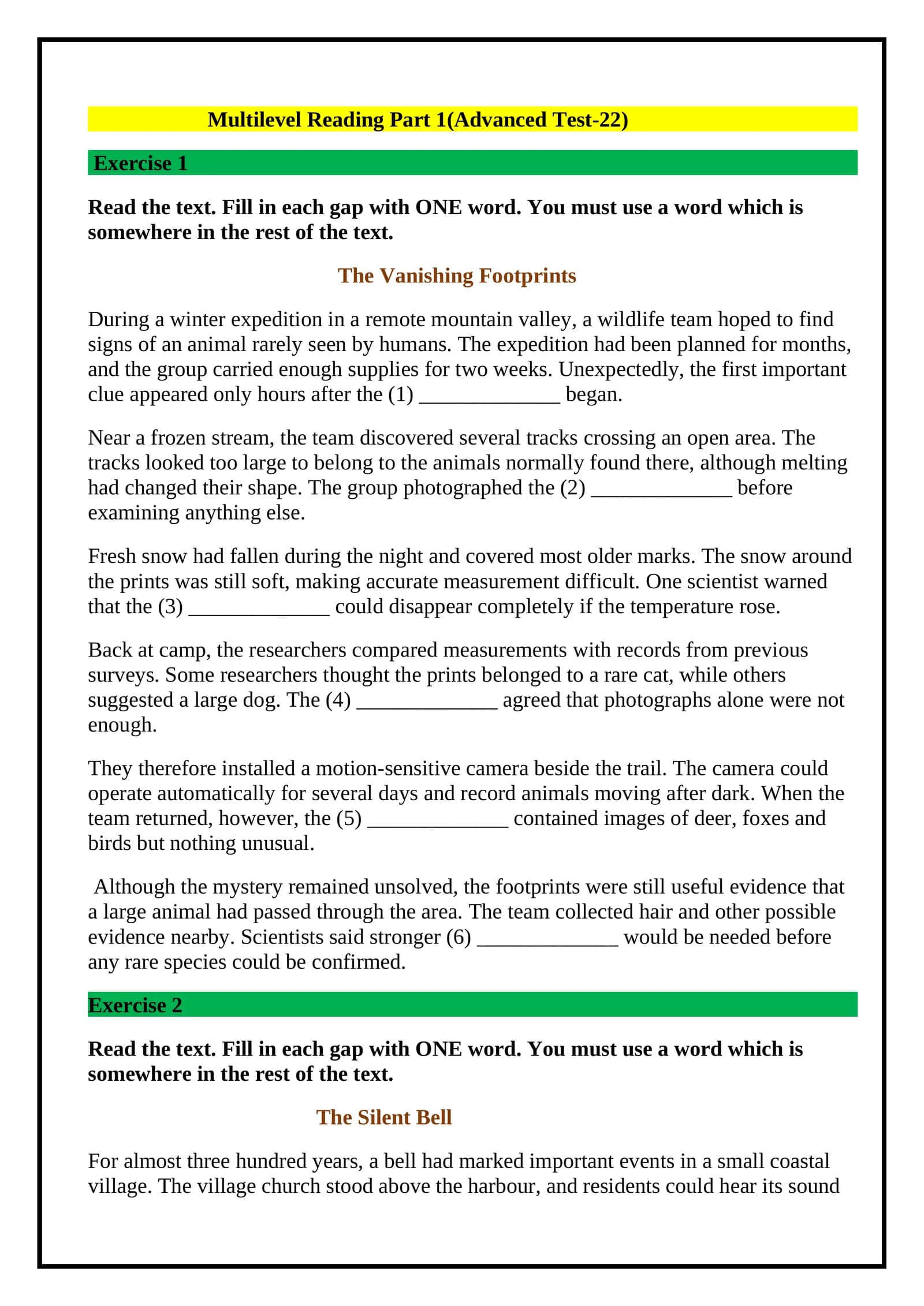 Reading Part1 (Advanced Tests)