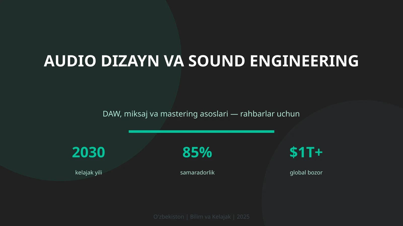 Audio dizayn va sound engineering