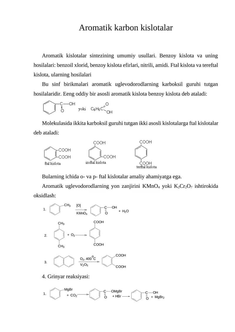 Aromatik karbon kislotalar