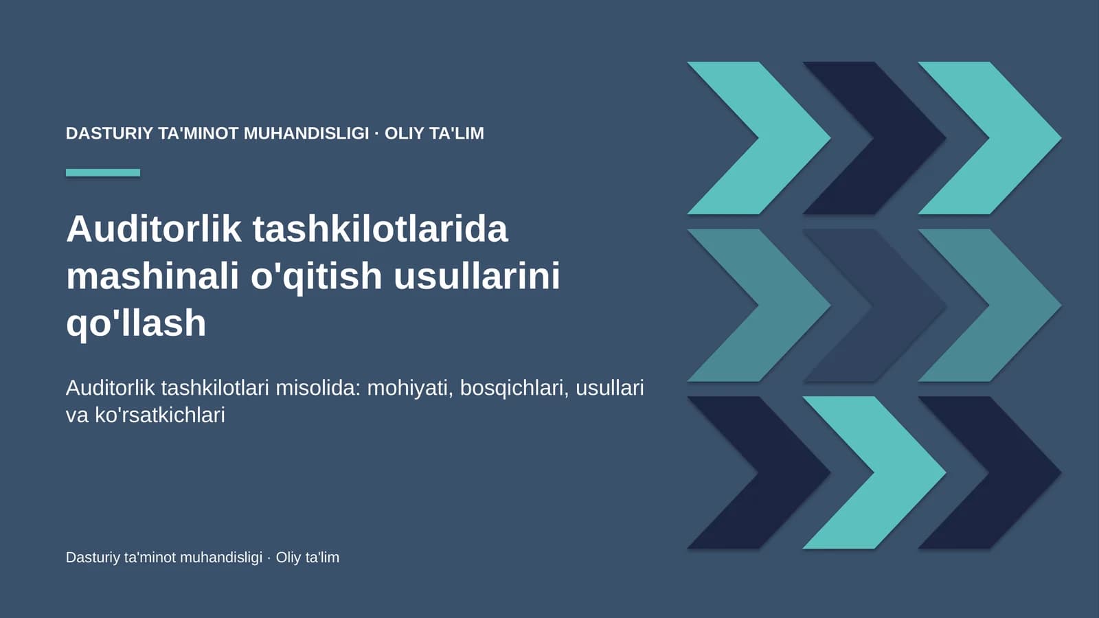 Auditorlik tashkilotlarida mashinali o'qitish usullarini qo'llash