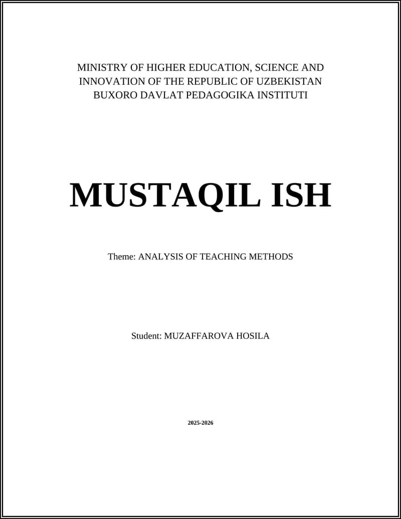 ANALYSIS OF TEACHING METHODS