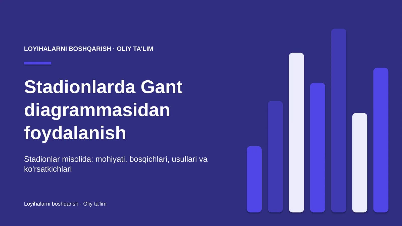 Stadionlarda Gant diagrammasidan foydalanish