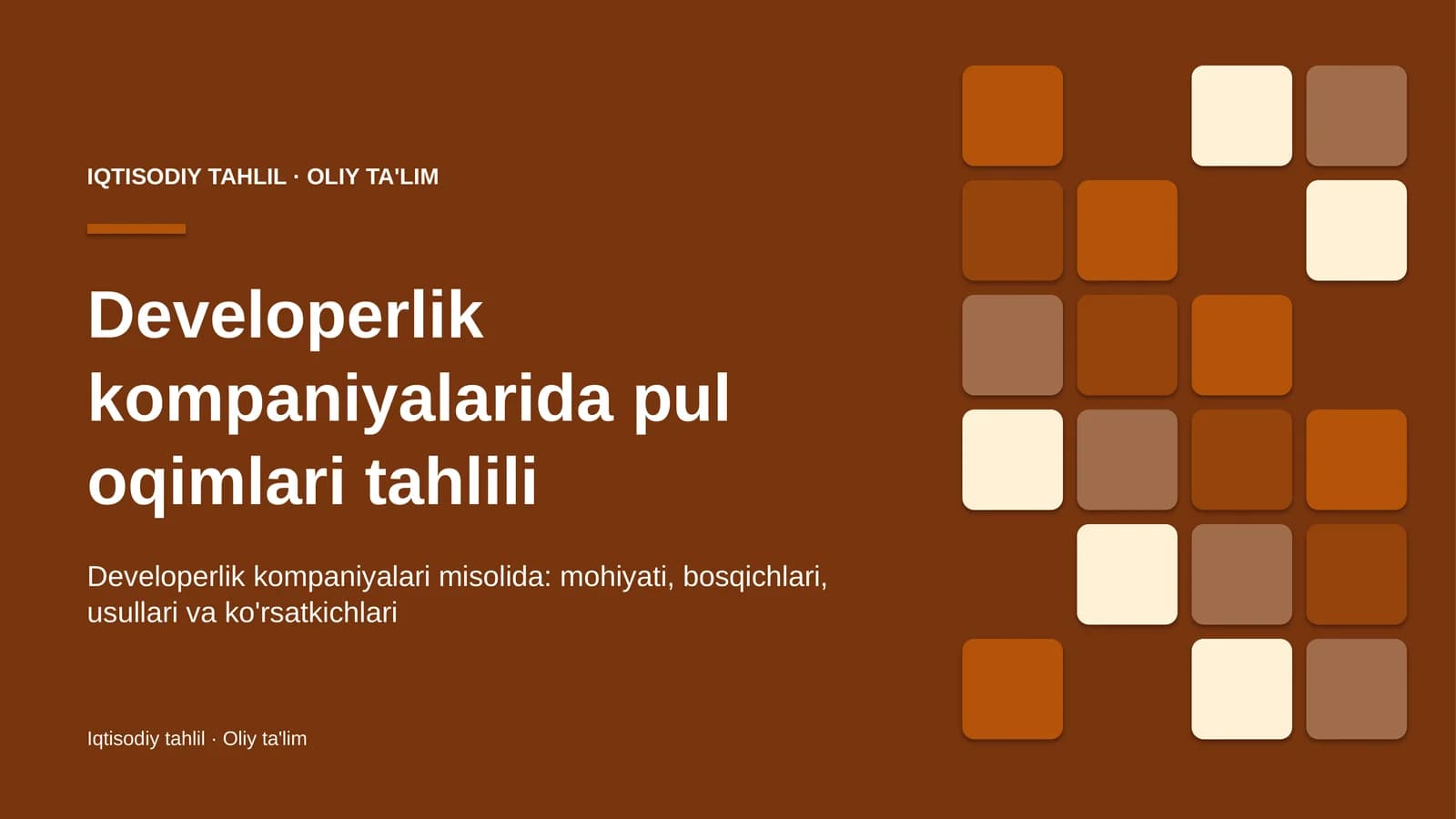 Developerlik kompaniyalarida pul oqimlari tahlili