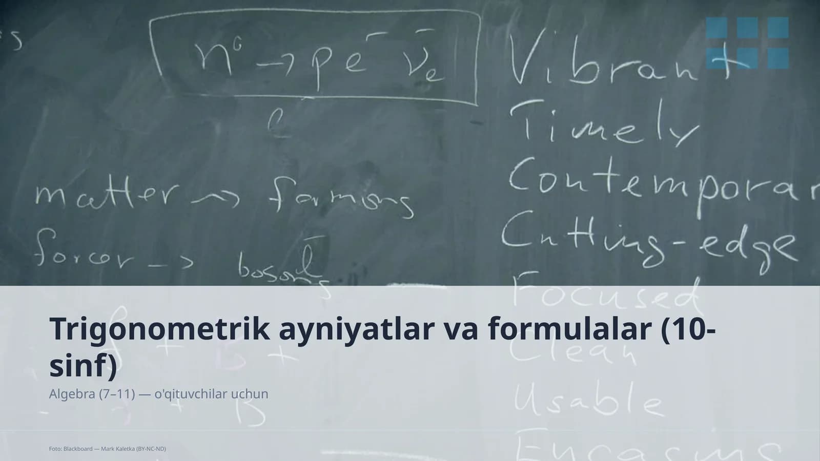 Trigonometrik ayniyatlar va formulalar (10-sinf)