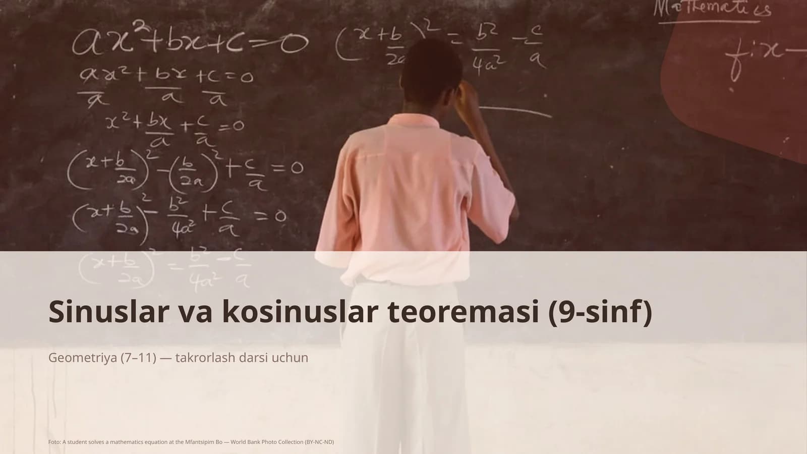 Sinuslar va kosinuslar teoremasi (9-sinf)