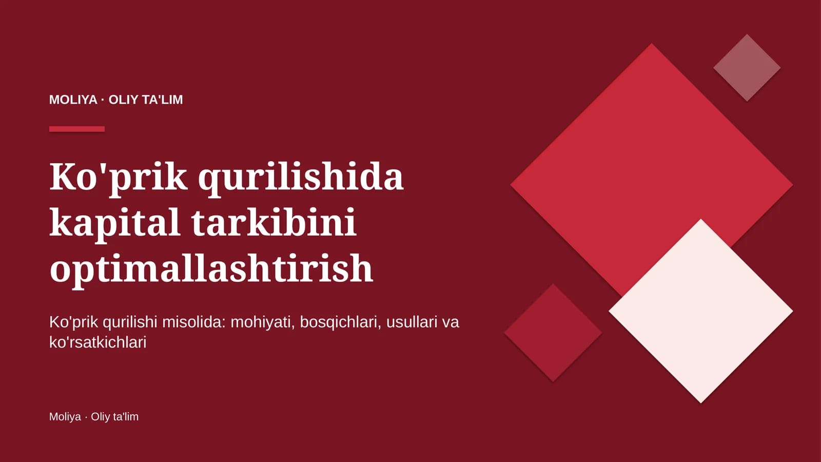 Ko'prik qurilishida kapital tarkibini optimallashtirish