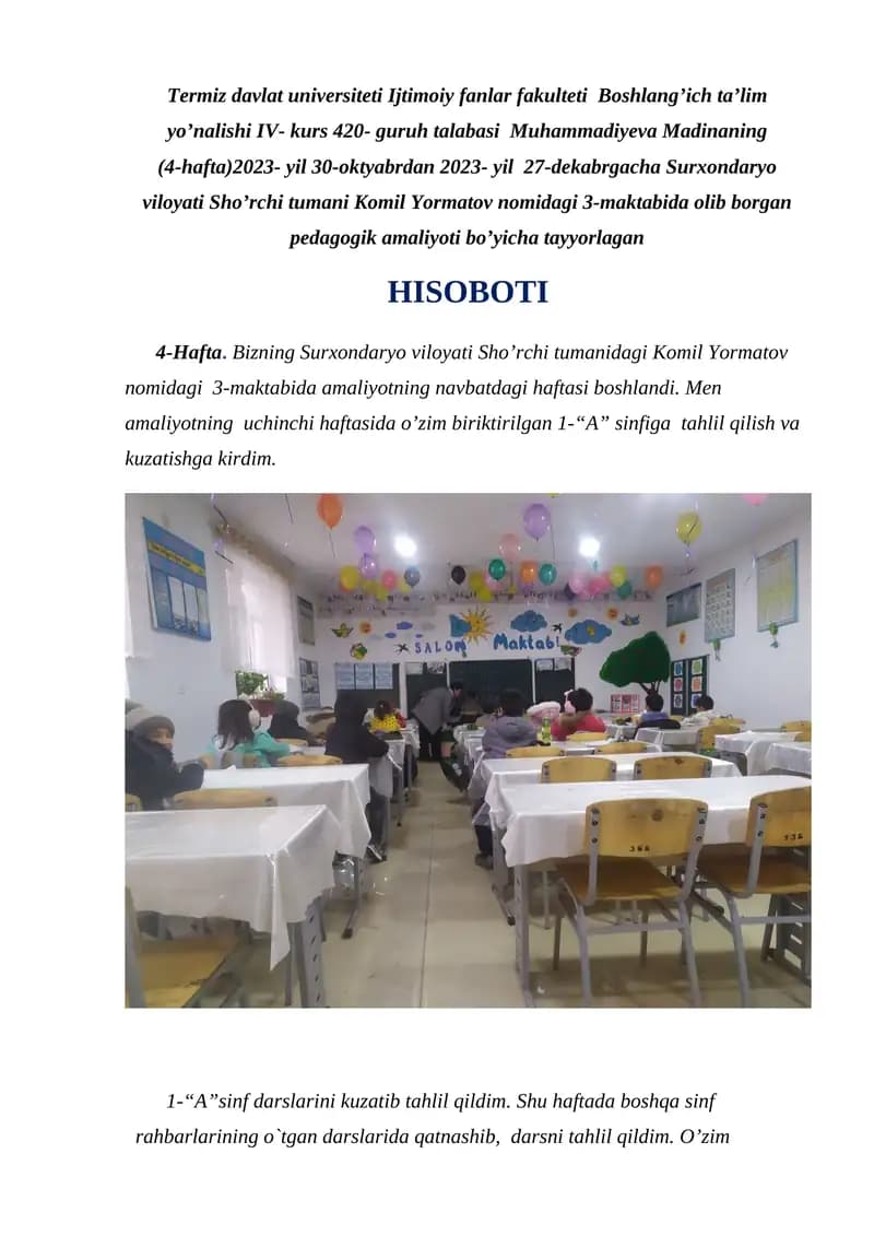Amaliyot HISOBOTI