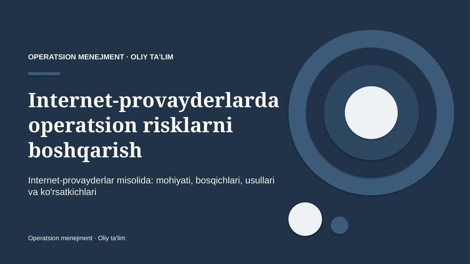 Internet-provayderlarda operatsion risklarni boshqarish