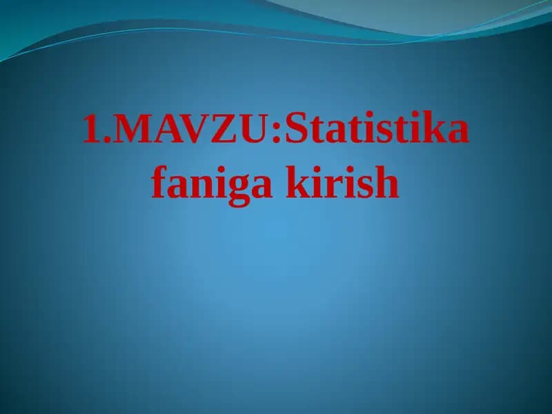 Statistika faniga kirish