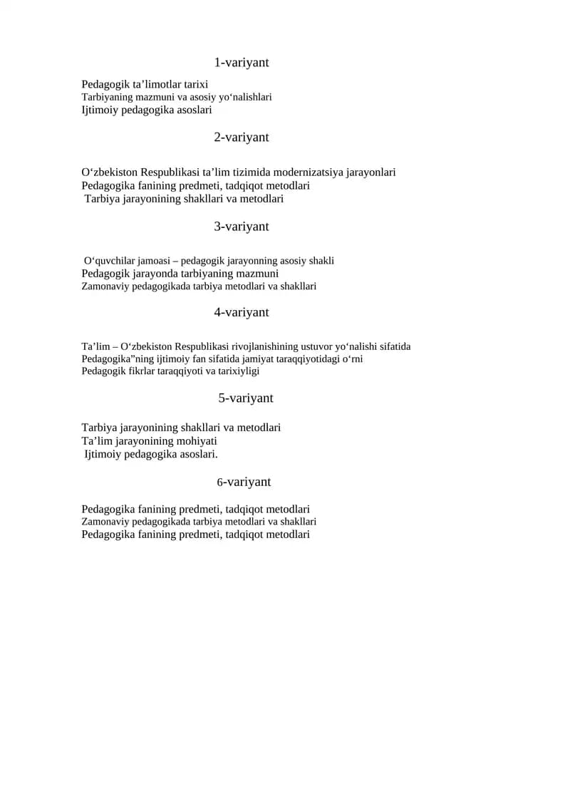 Pedagogik ta’limotlar tarixi