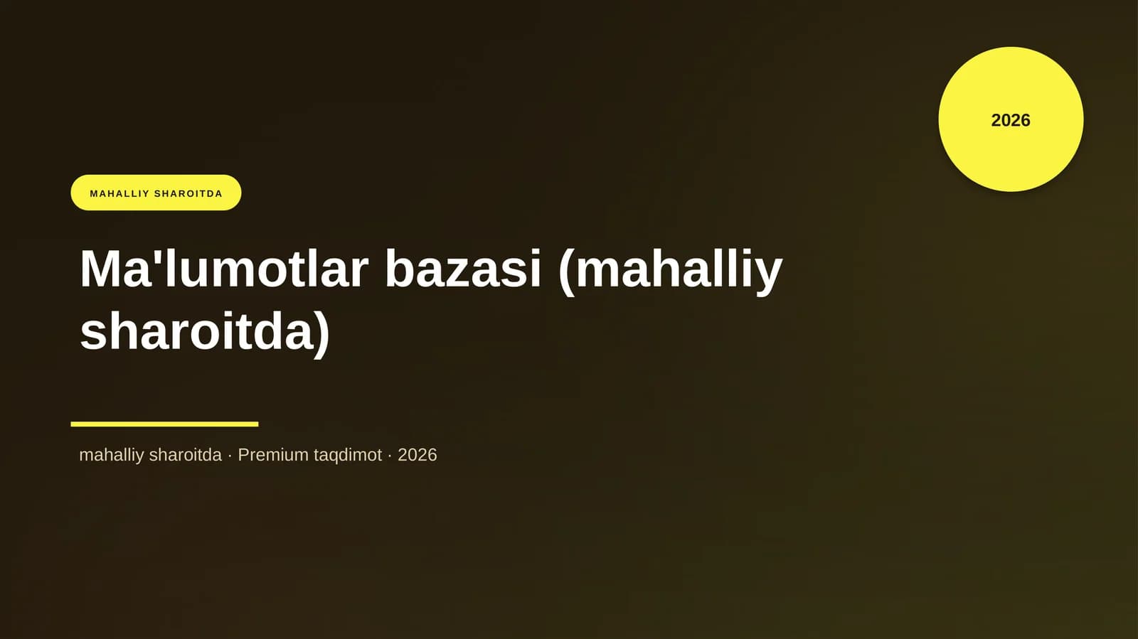 Ma'lumotlar bazasi (mahalliy sharoitda)