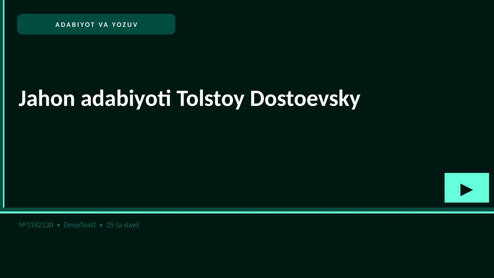 Jahon adabiyoti Tolstoy Dostoevsky