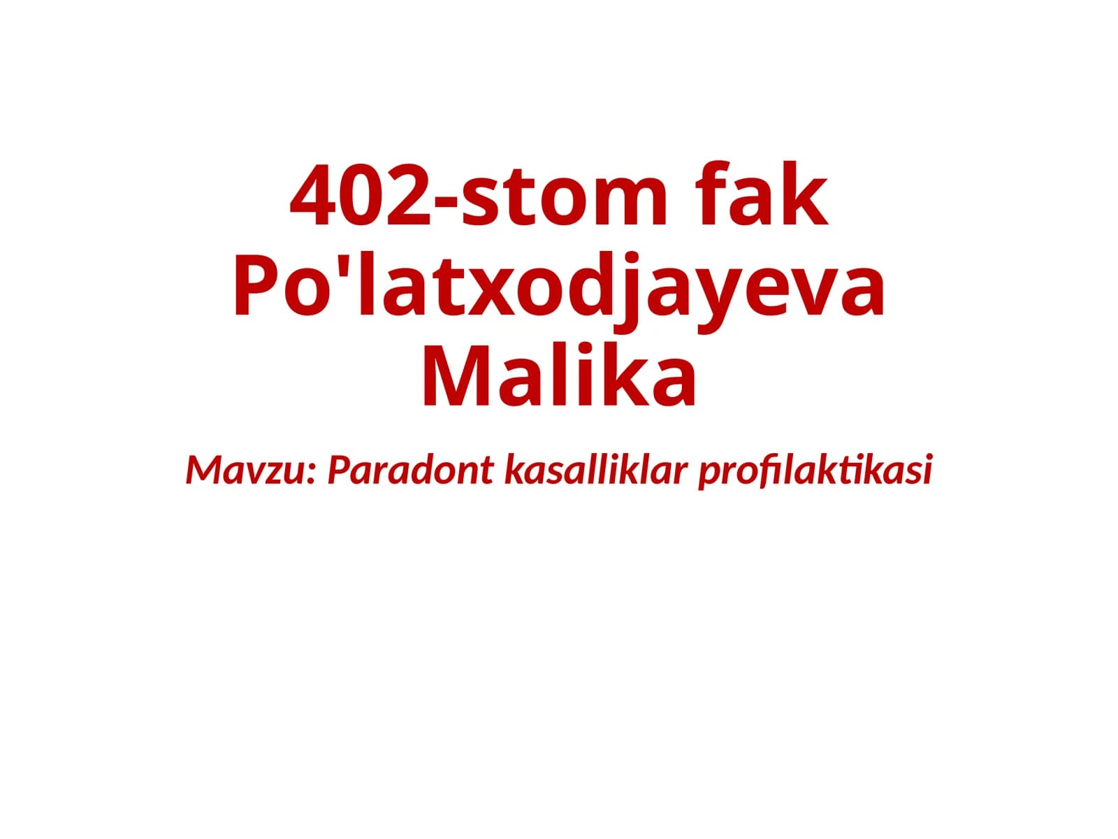 Paradont kasalliklar profilaktikasi