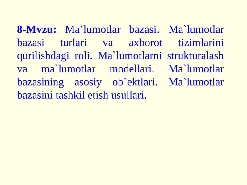 Mа’lumоtlаr bаzаsi