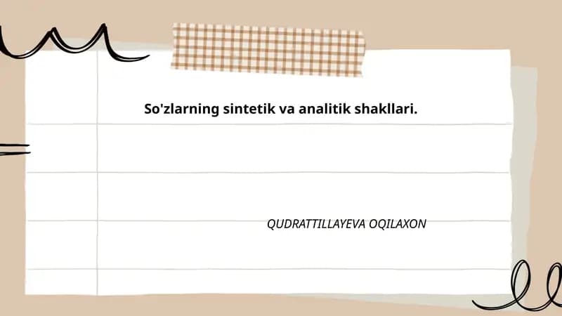 Sintetik va analitik shakllar