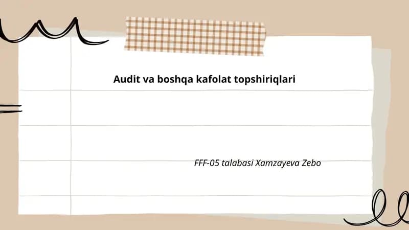 Audit va boshqa kafolat topshiriqlari