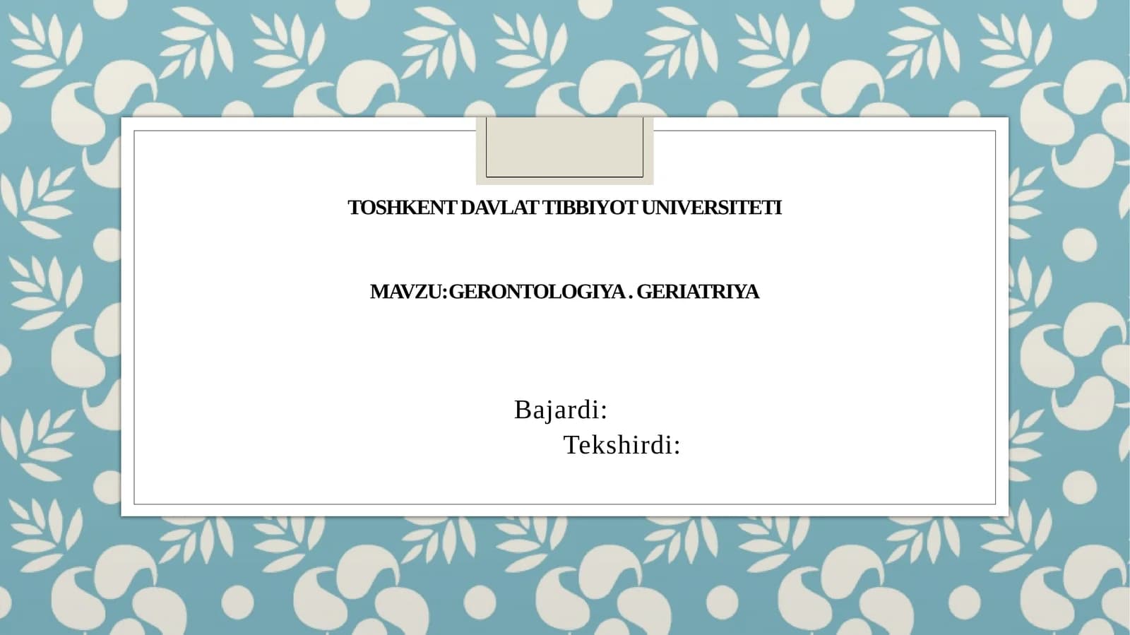 Gerontologiya.Geriatriya