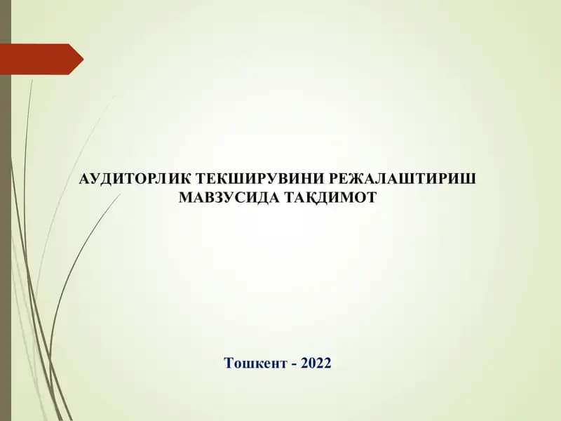 Аудиторлик текширувини режалаштириш