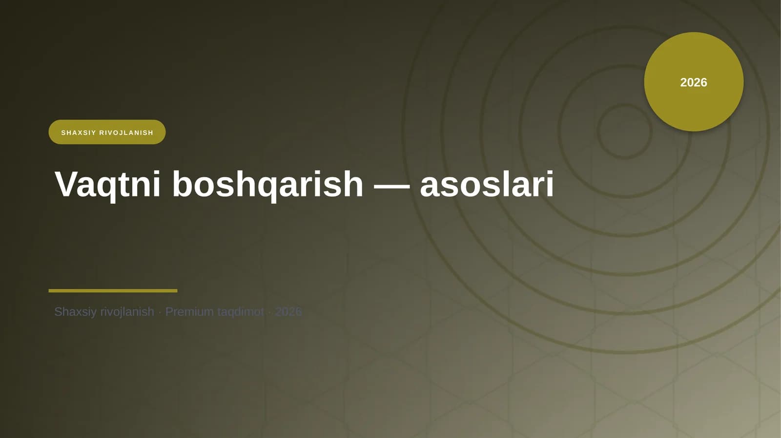 Vaqtni boshqarish — asoslari