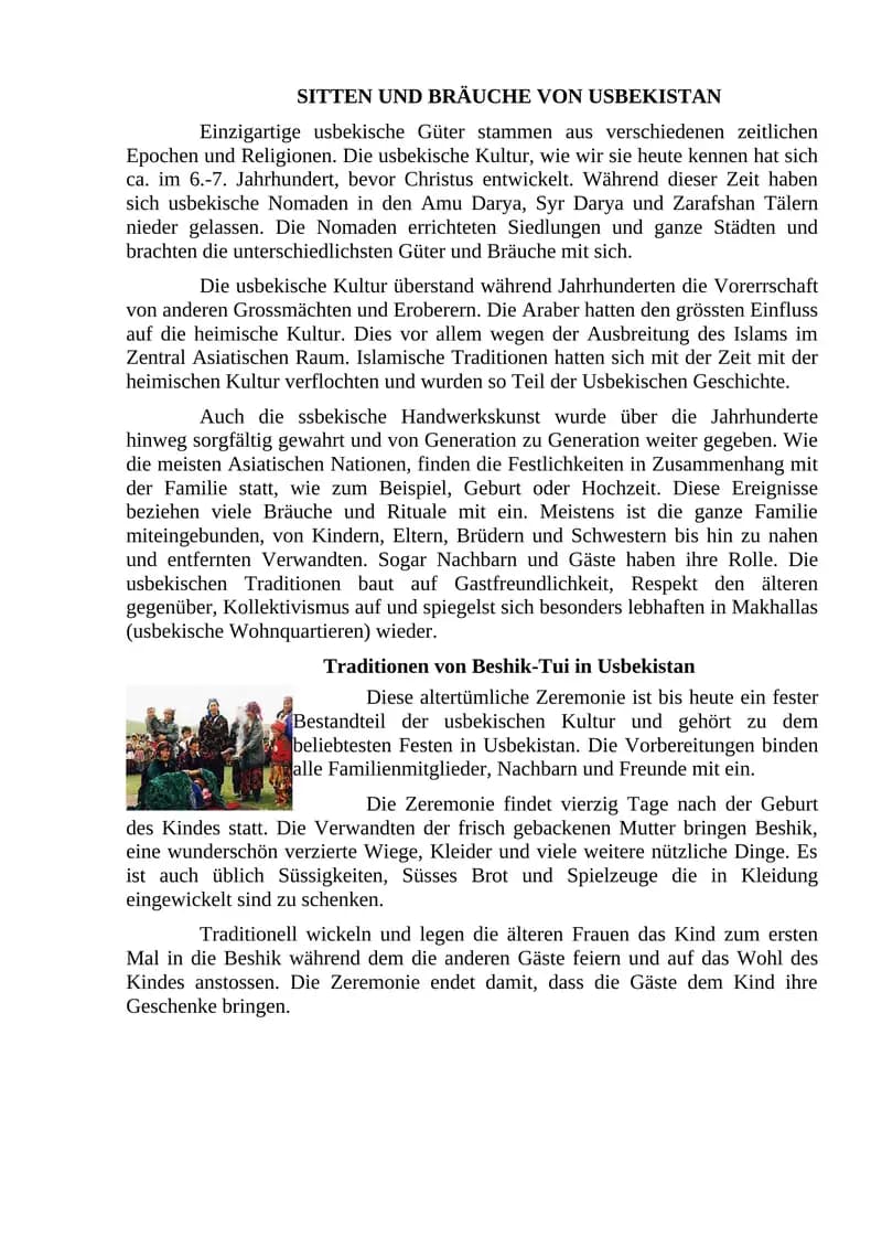 SITTEN UND BRÄUCHE VON USBEKISTAN