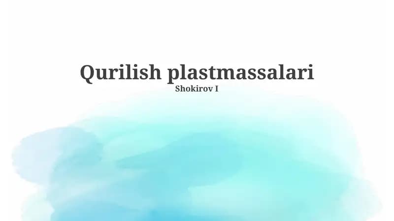 Qurilish plastmassalari