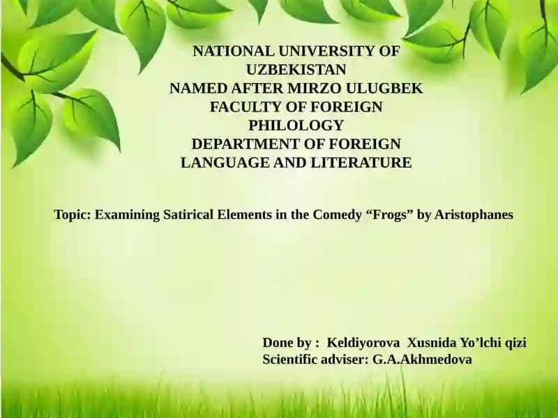 Examining Satirical Elements in the Comedy “Frogs” by Aristophanes