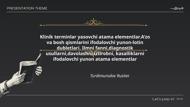 Klinik terminlar yasovchi atama elementlar