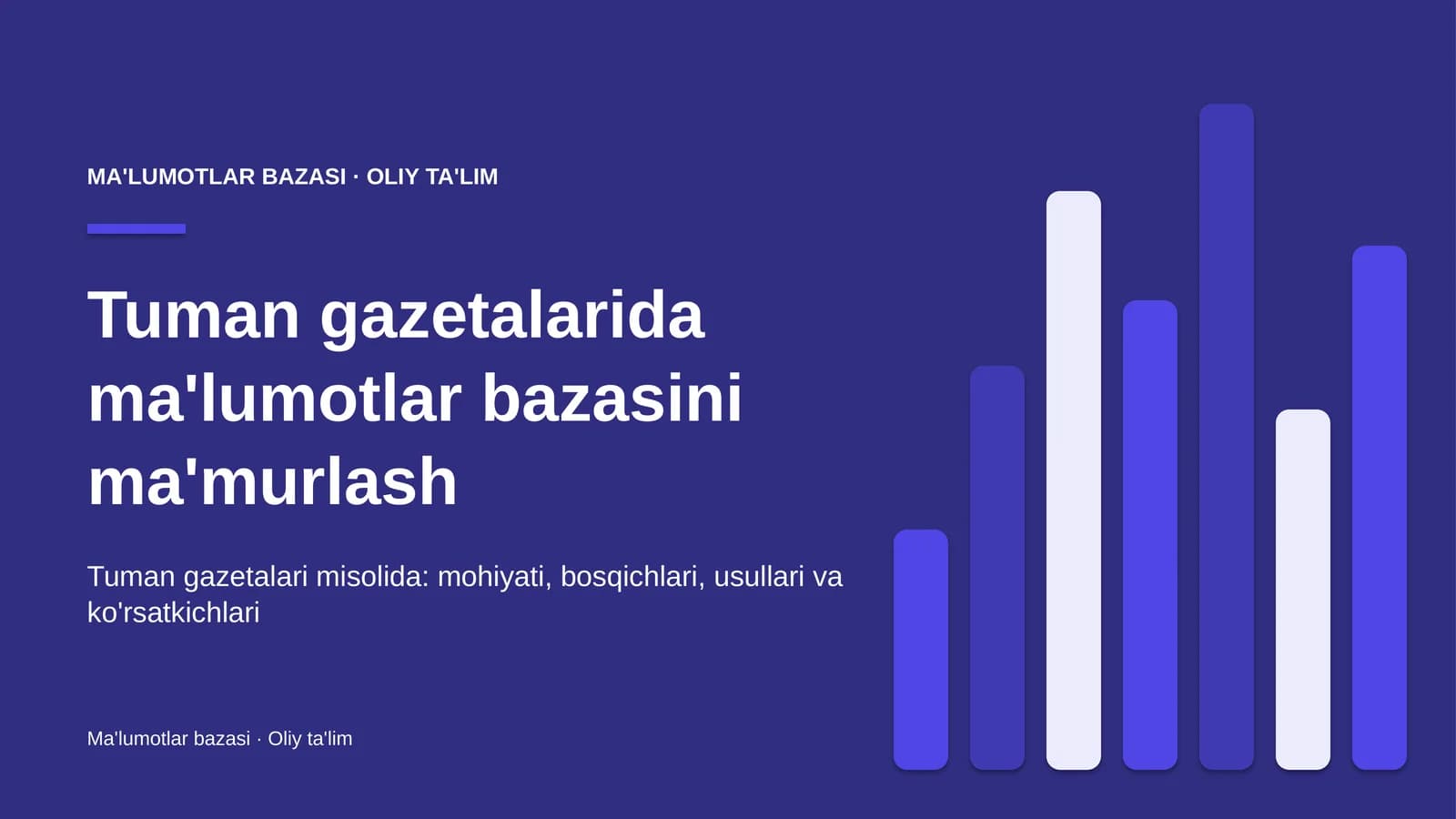 Tuman gazetalarida ma'lumotlar bazasini ma'murlash