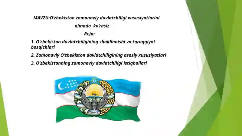 Oʻzbekiston zamonaviy davlatchiligi xususiyatlarini nimada ko’rasiz