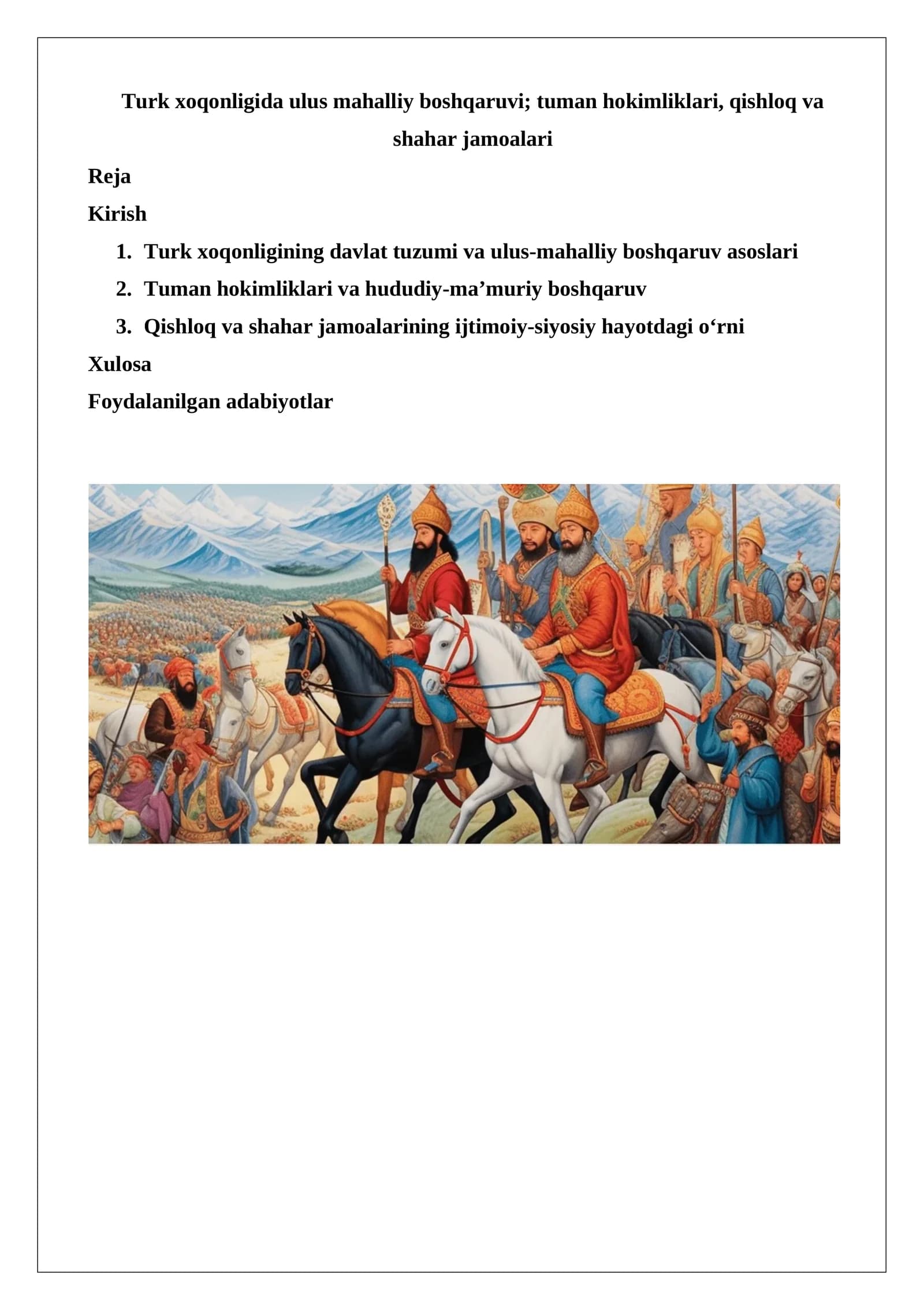 Turk xoqonligida ulus mahalliy boshqaruvi
