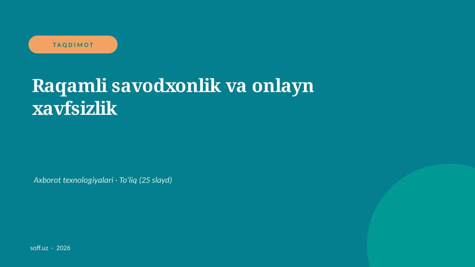 Raqamli savodxonlik va onlayn xavfsizlik